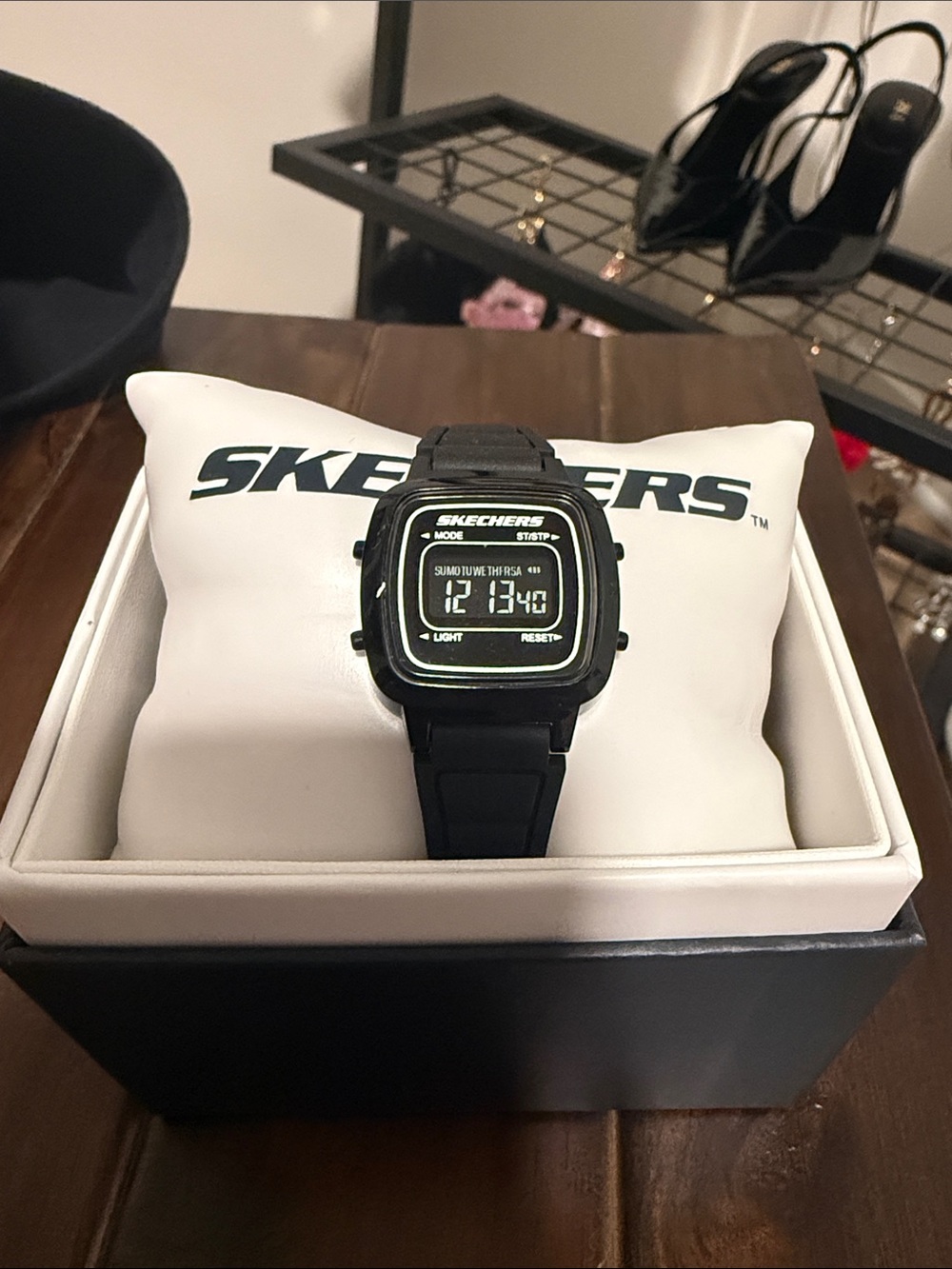 Skechers Black Digital Sport Watch with Square Face